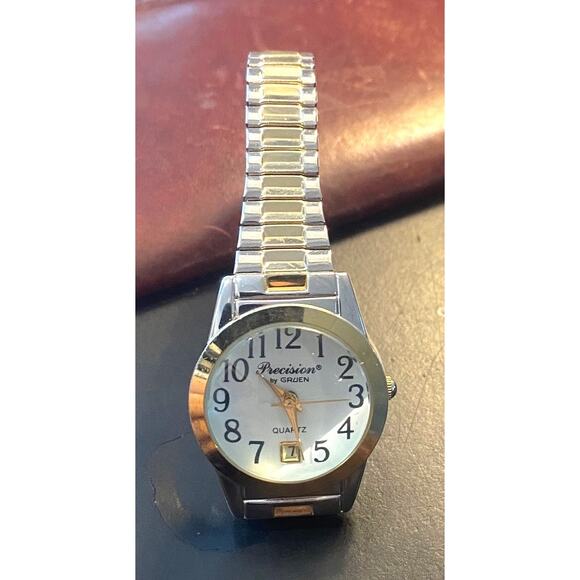 Women's 30mm Two Tone Precision y Gruen Watch, Thick Magnifying Crystal, GP431L - Picture 3 of 4